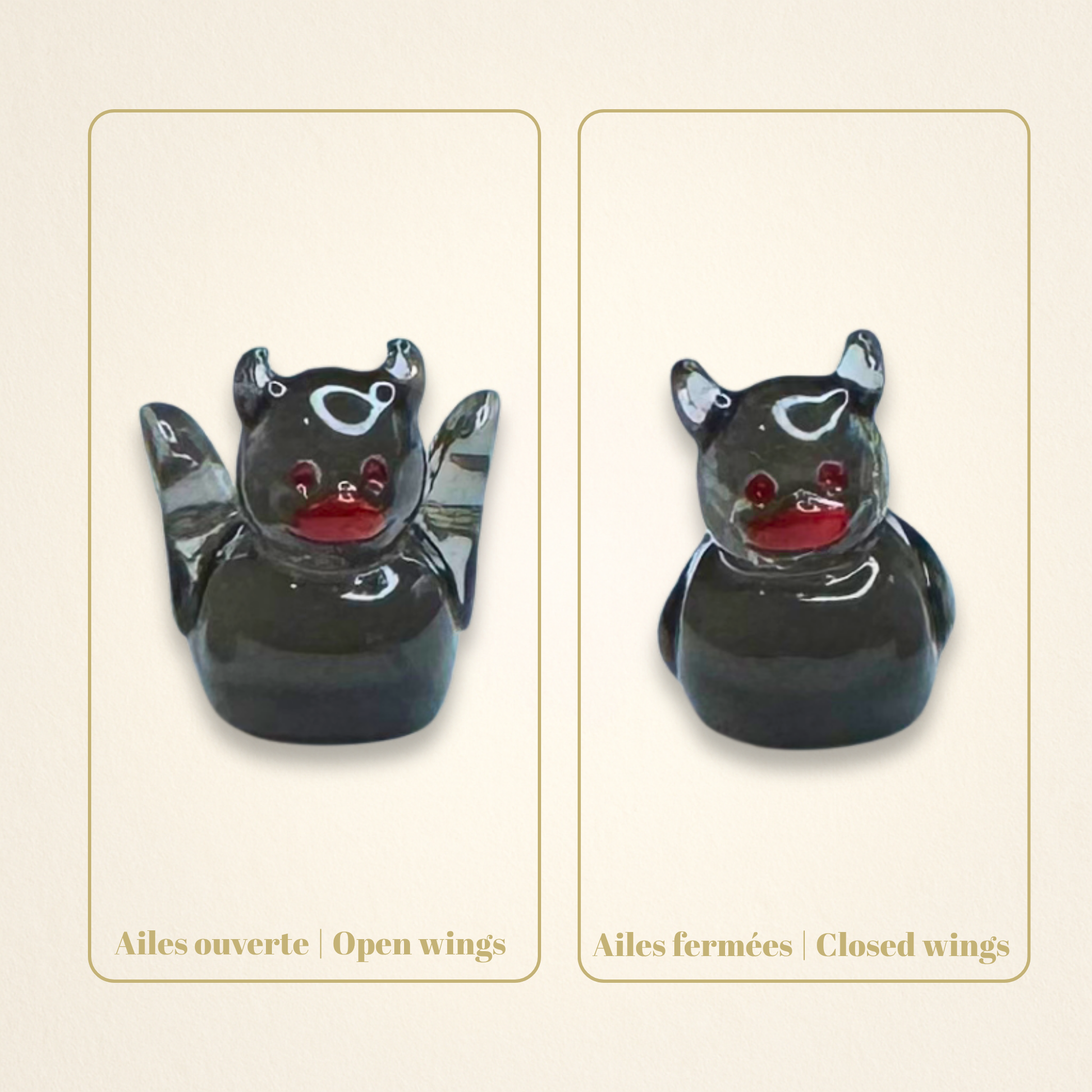 Au choix : ailes ouvertes ou ailes fermées